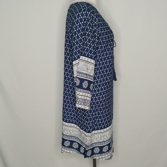 Papillon blue white print mini tunic dress Small - Picture 3 of 9